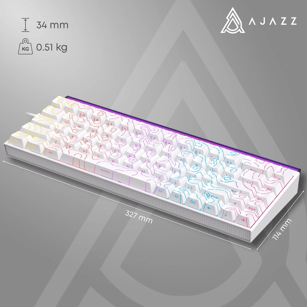 Klaviatūra mechaninė su laidu Ajazz NK68 Raudona Switch balta