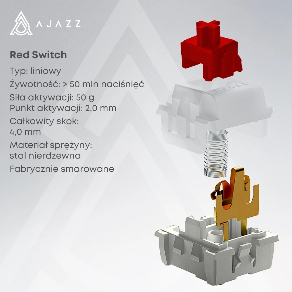 Klaviatūra mechaninė su laidu Ajazz NK68 Raudona Switch juoda