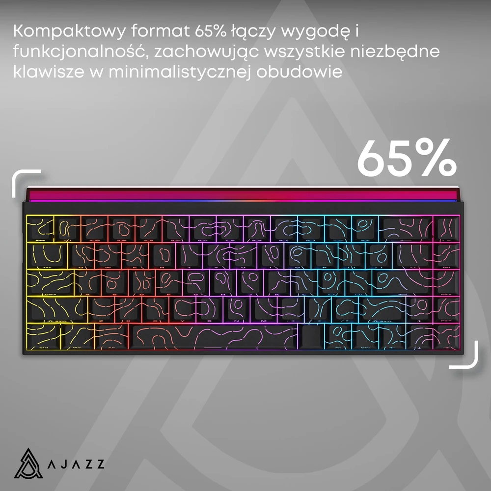 Klaviatūra mechaninė su laidu Ajazz NK68 Raudona Switch juoda