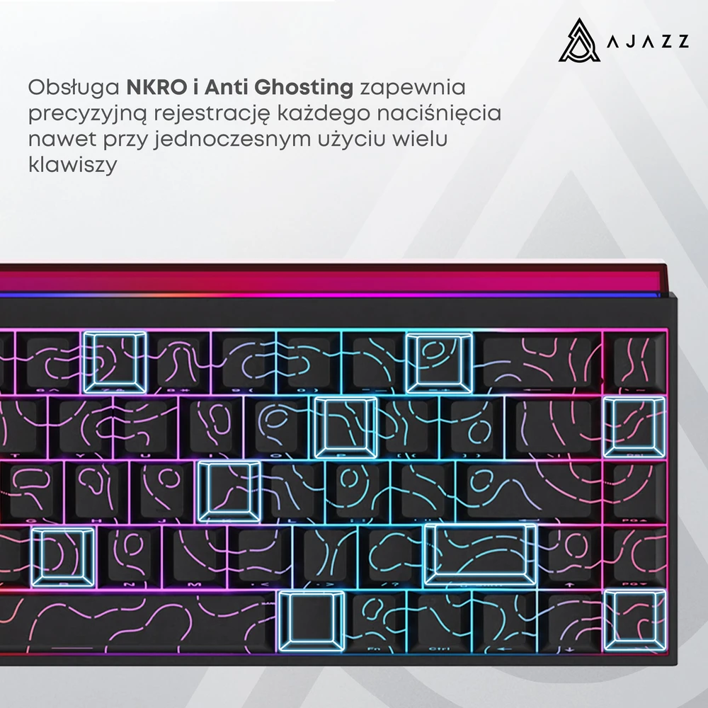 Klaviatūra mechaninė su laidu Ajazz NK68 Raudona Switch juoda