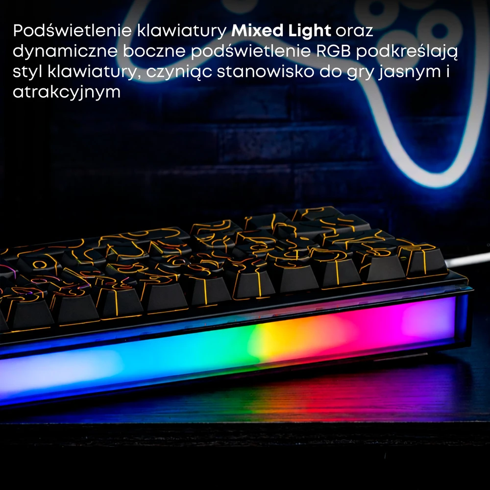 Klaviatūra mechaninė su laidu Ajazz NK68 Raudona Switch juoda