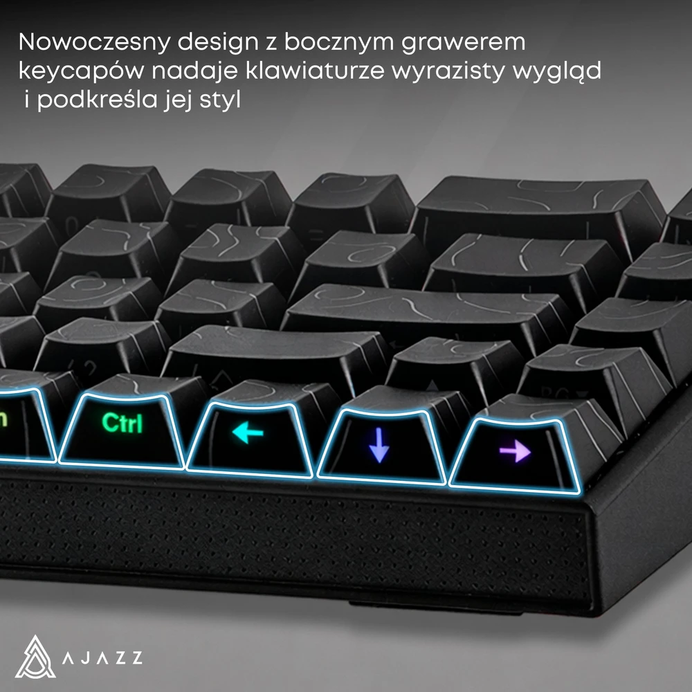 Klaviatūra mechaninė su laidu Ajazz NK68 Raudona Switch juoda