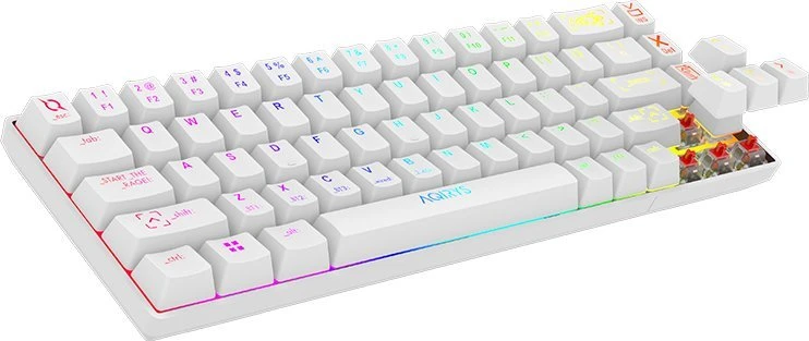 Klaviatūra žaidimams AQIRYS Mira Outemu Raudona belaidė mechaninė su pašvietimu balta