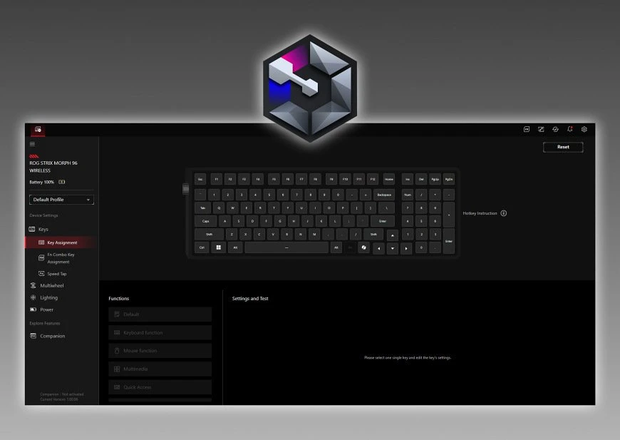 Klaviatūra Asus ASUS klaviatūra ROG Strix Morph 96 WL mechaninė belaidė Czeski/Słowacki juoda