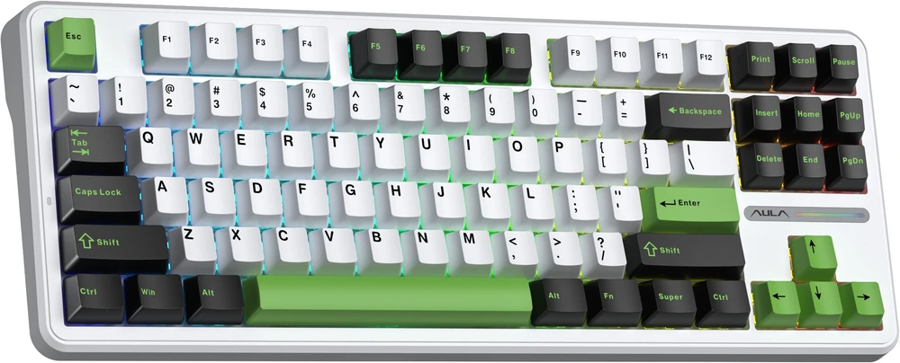 AULA Gasket F87 Thunder Juodas GrayWoodV3 RGB Klaviatūra