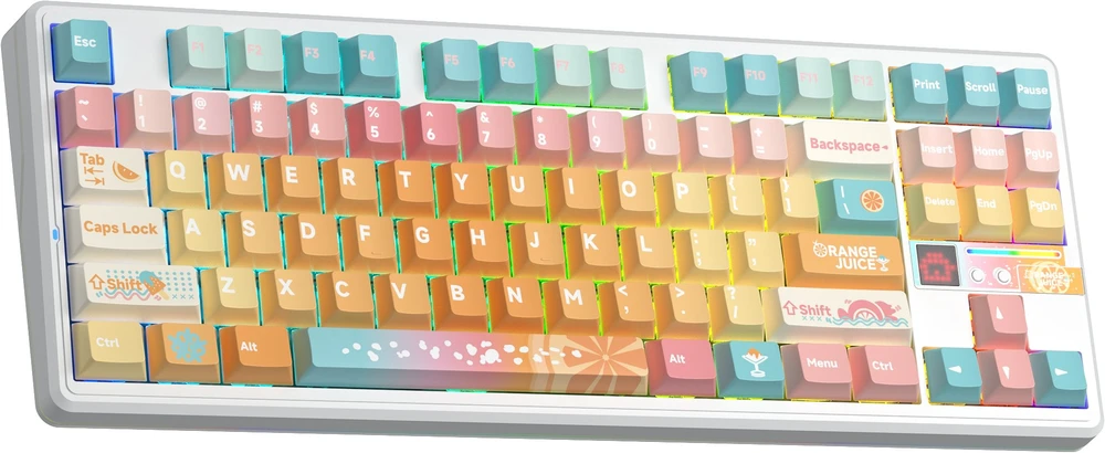 AULA Gasket F87 Pro V2 Oranžinis Soda Kailh Meteorite Ice Kreminis RGB Klaviatūra