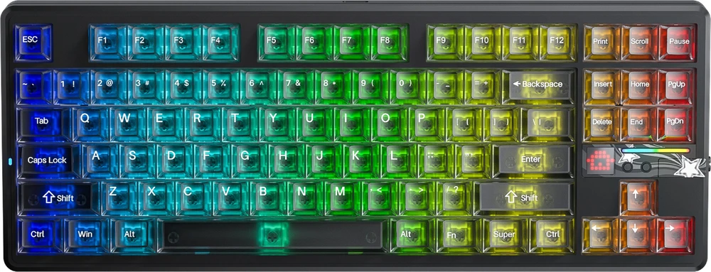 AULA Gasket F87 Pro V2 Juodas Mist Transparent Leobog X3 RGB Klaviatūra