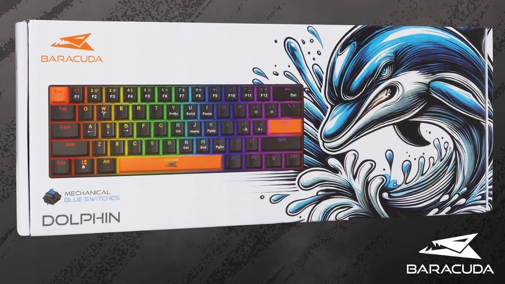 Klaviatūra žaidimams Baracuda Dolphin Mėlyna su laidu mechaninė su pašvietimu juoda