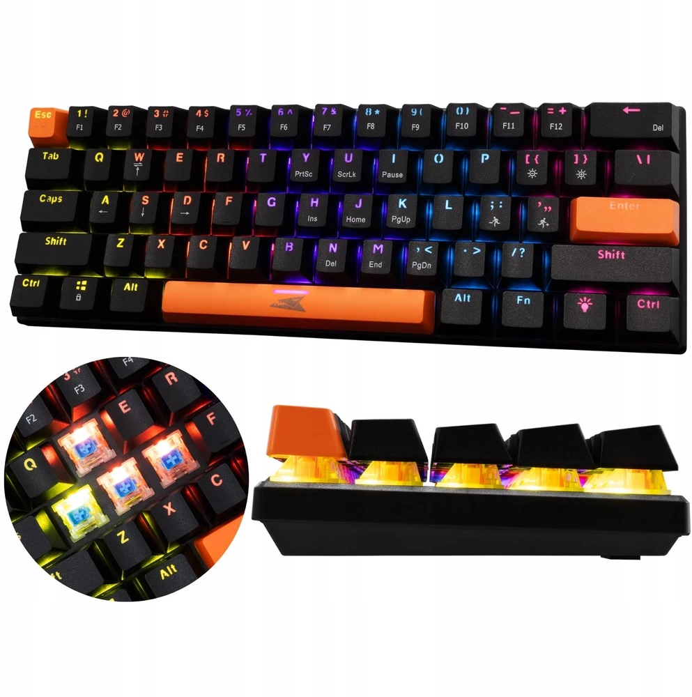 Klaviatūra žaidimams Baracuda Dolphin Mėlyna su laidu mechaninė su pašvietimu juoda