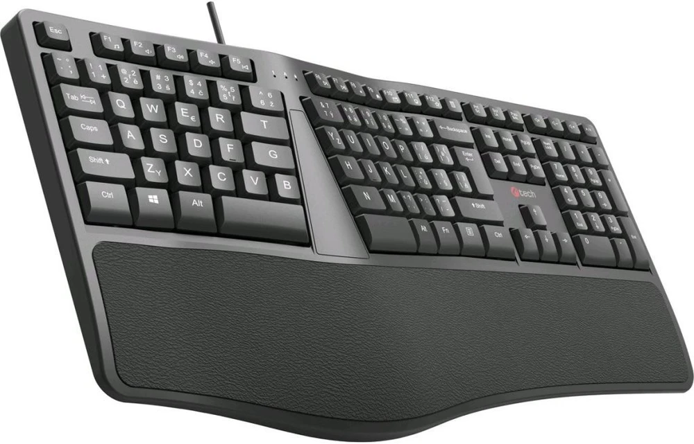 Klaviatūra C-Tech KB-113E USB ERGO Juoda CZ/SK