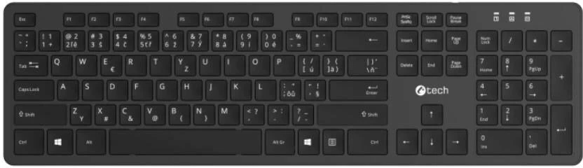 Klaviatūra C-Tech KB-115 belaidė 2,4 GHz plonas išdėstymas CZ/SK