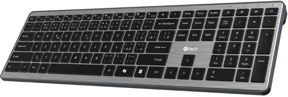 Klaviatūra C-Tech Quallis KB-118 Dvigubo režimo „Bluetooth 5.0“ 2,4 GHz žirkliniai klavišai CZ/SK išdėstymas