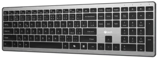 Klaviatūra C-Tech Quallis KB-118 Dvigubo režimo „Bluetooth 5.0“ 2,4 GHz žirkliniai klavišai CZ/SK išdėstymas
