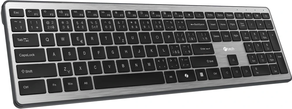 Klaviatūra C-Tech Quallis KB-118 Dvigubo režimo „Bluetooth 5.0“ 2,4 GHz žirkliniai klavišai CZ/SK išdėstymas