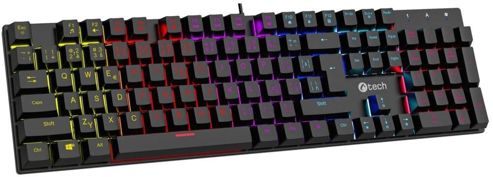 Klaviatūra C-Tech C-TECH mechaninė klaviatūra Morpheus, casual gaming, CZ/SK, raudona przełączniki, RGB podsvícenie, USB