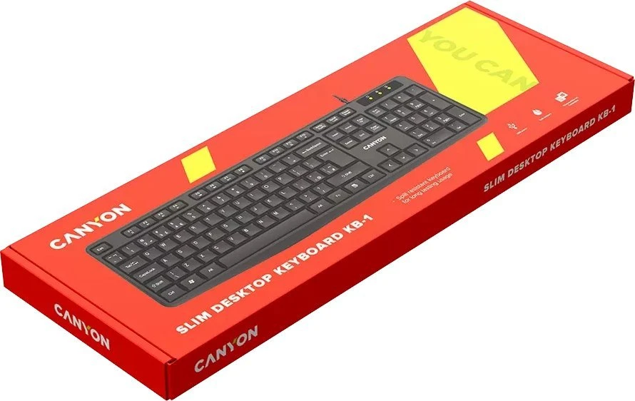 CANYON klaviatūra KB-1 EN su laidu Juodas