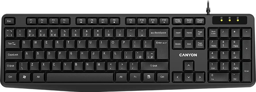 CANYON klaviatūra KB-1 EN su laidu Juodas