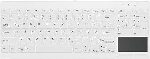 Klaviatūra „Cherry Contour Active Key QuickClean Medical IP68 Touchpad Compact“ su laidu Baltas C7412 (AK-C7412F-GUS-W/NOR)