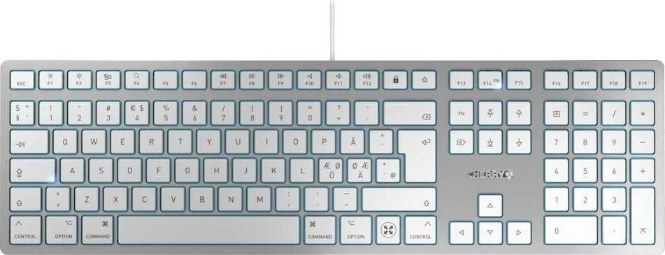Klaviatūra CHERRY KC 6000 SLIM - PAN-NORDIC Sidabrinis Baltas