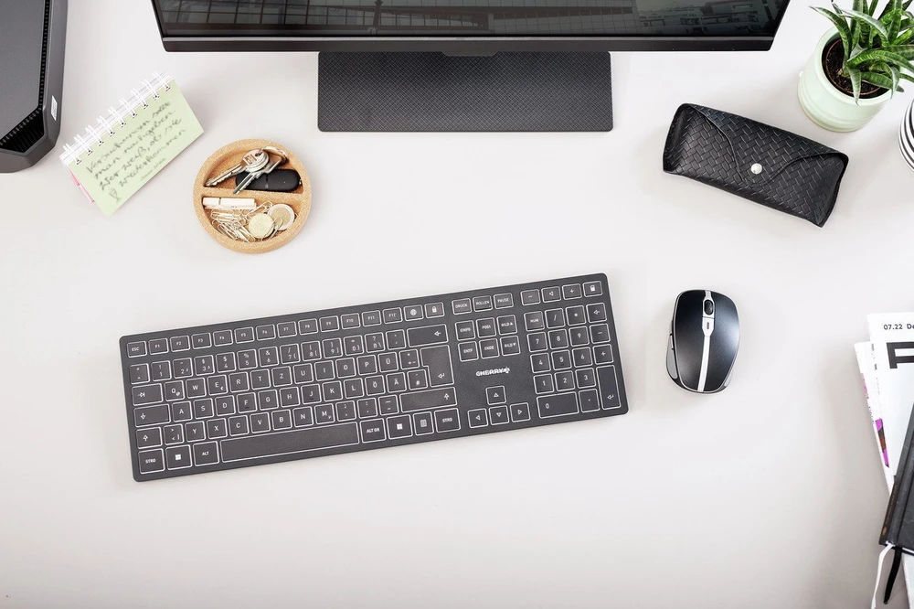 Klaviatūra CHERRY KW 9100 SLIM Bluetooth + Funk, CH-išdėstymas, juodas
