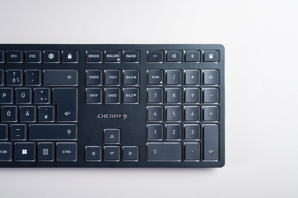 Klaviatūra CHERRY KW 9100 SLIM Bluetooth + Funk, CH-išdėstymas, juodas