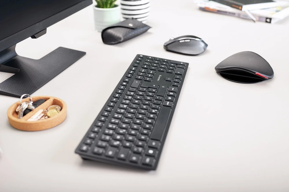 Klaviatūra CHERRY KW 9100 SLIM Bluetooth + Funk, CH-išdėstymas, juodas