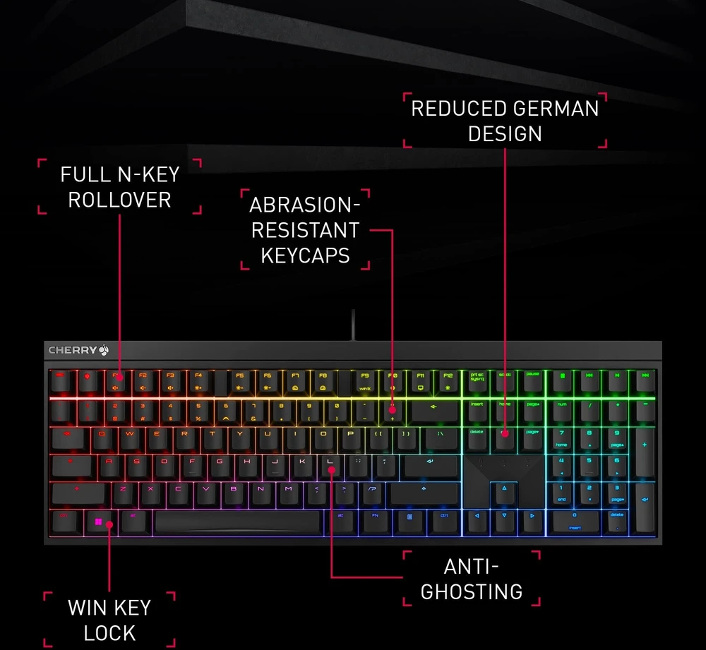 Klaviatūra Cherry CHERRY MX 2.0S RGB MX raudona