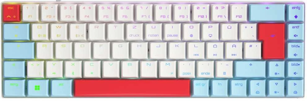 CHR CHERRY MX-LP 2.1 Compact Belaidė klaviatūra Žaidimams RD belaidis ryšys + „Bluetooth“ QWERTZ Vokiečių Balta