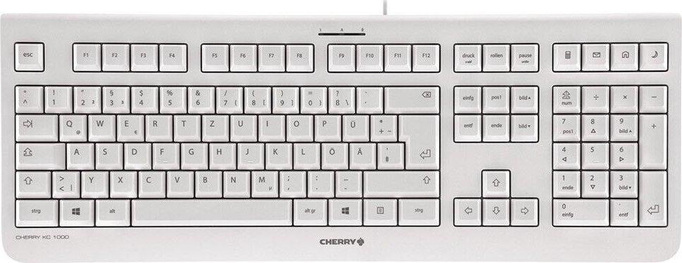 Klaviatūra CHERRY KC 1000 FR išdėstymas, šviesiai pilka