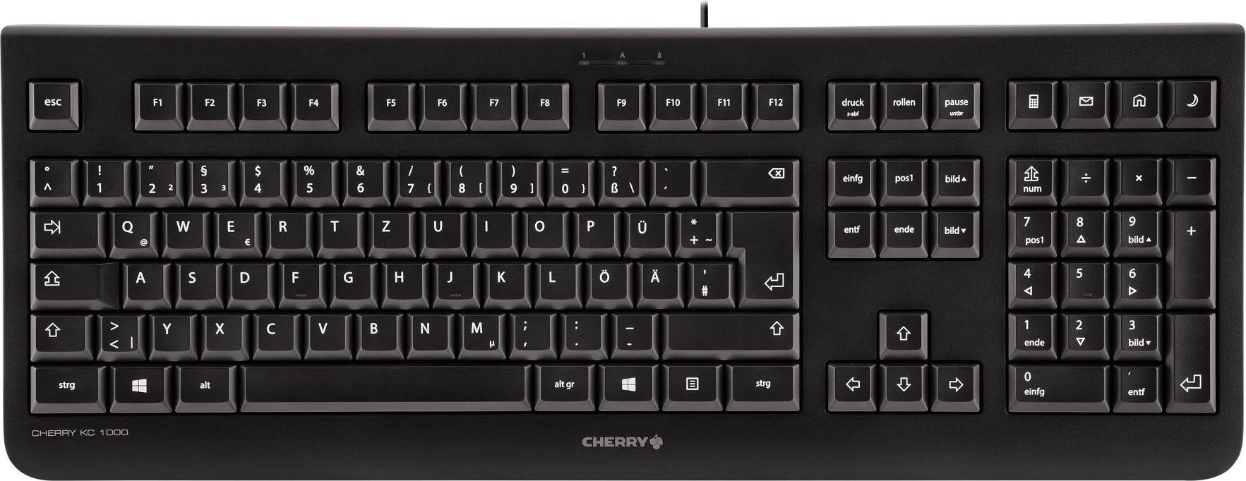CHERRY KC 1000 klaviatūra USB Šveicariškas Juoda