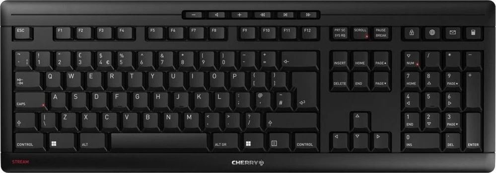 CHERRYSTREAMBLACK Klaviatūra - BELAIDIS USB JK ANGLŲ KALBA