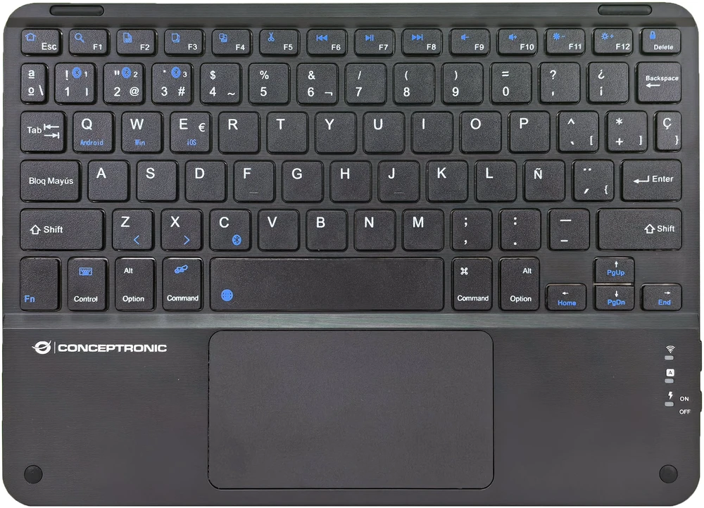 Klaviatūra Conceptronic Wireless BT5.4 10'' Układ Hiszpański Juodas (TOBIN01BES)