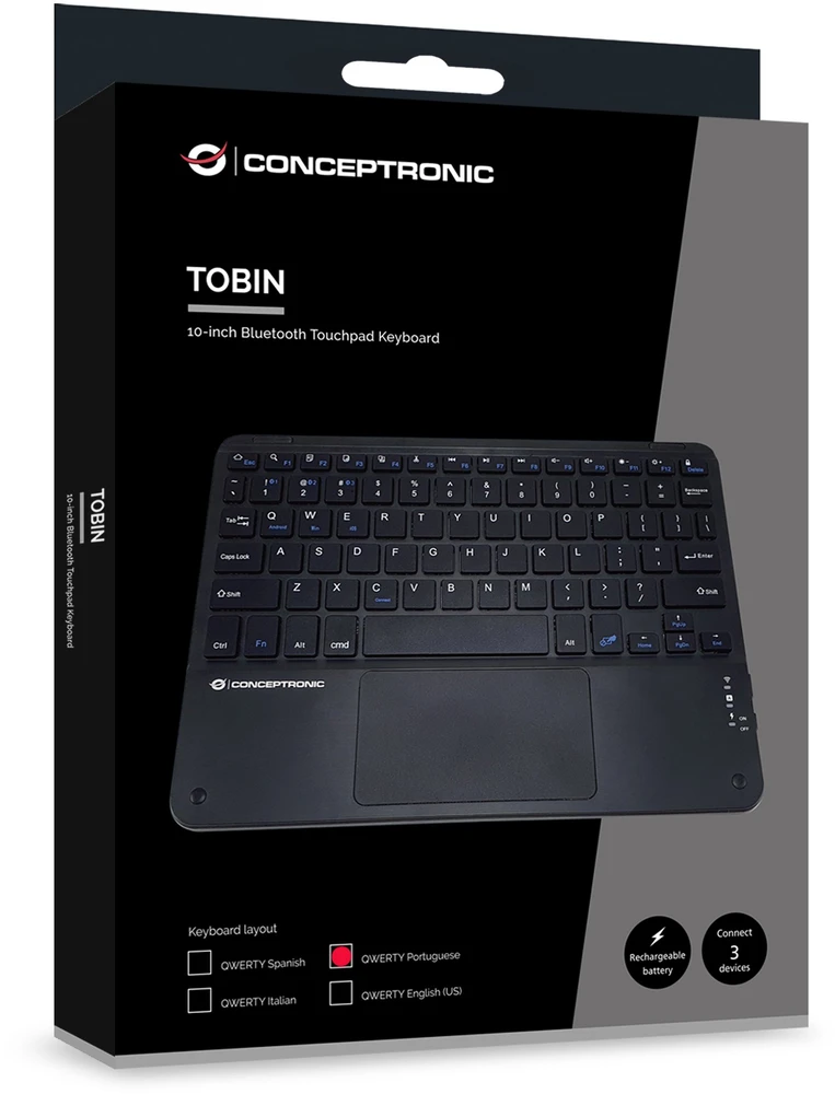 CONCEPTRONIC Belaidė klaviatūra, išdėstymas portug. 10 juodas