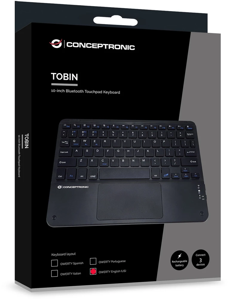 CONCEPTRONIC Belaidė klaviatūra, QWERTY-išdėstymas US/EN 10 sw