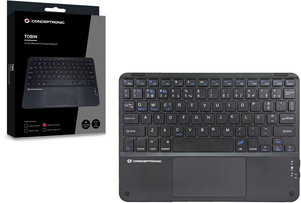 CONCEPTRONIC Belaidė klaviatūra, išdėstymas portug. 10 juodas