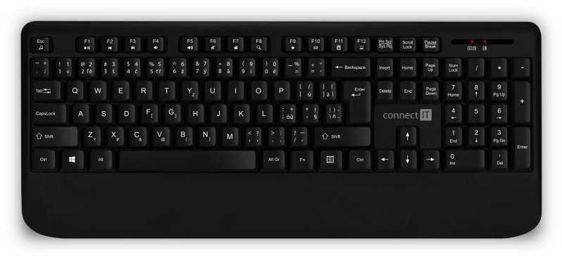 Klaviatūra Connect IT CKM-7800-CS Belaidė su pelė Juoda, maketas čekų, slovakų k.