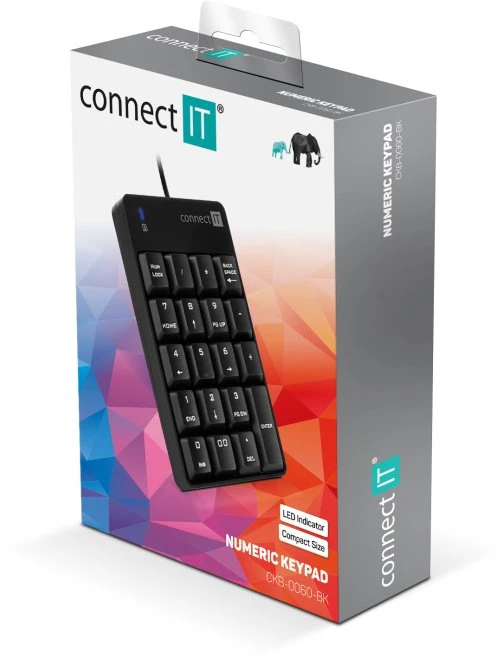 Klaviatūra Connect IT NumCALC CKB-0060-BK su laidu USB Juodas