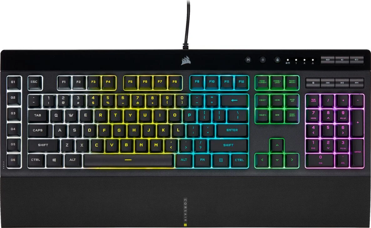 Žaidimų klaviatūra Corsair K55 RGB Pro su 5 zonų RGB pašvietimu, ENG išdėstymas