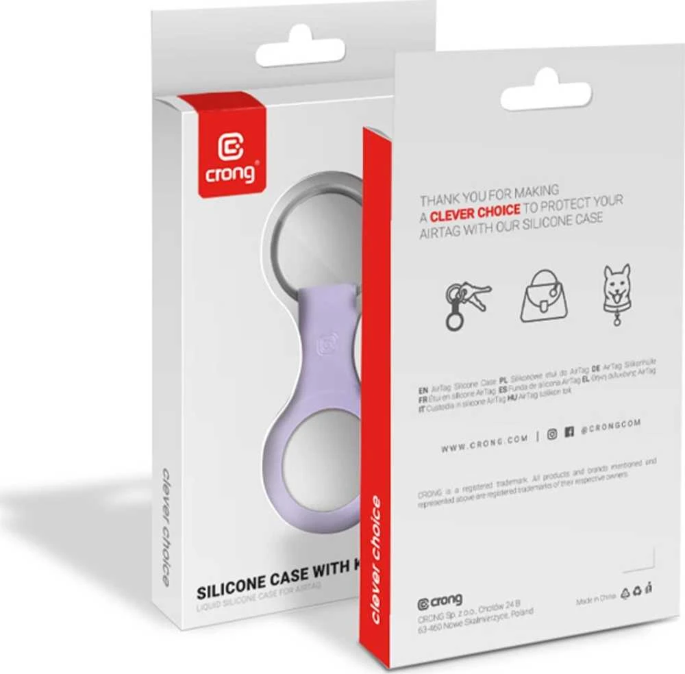 Crong Silikoninis dėklas with Key Ring - Protective case for Apple AirTag key ring Violetinė