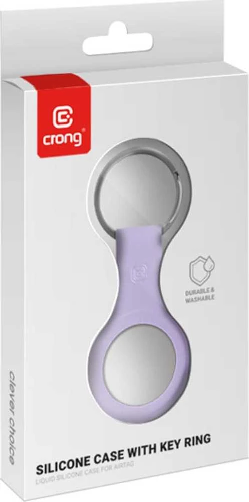 Crong Silikoninis dėklas with Key Ring - Protective case for Apple AirTag key ring Violetinė