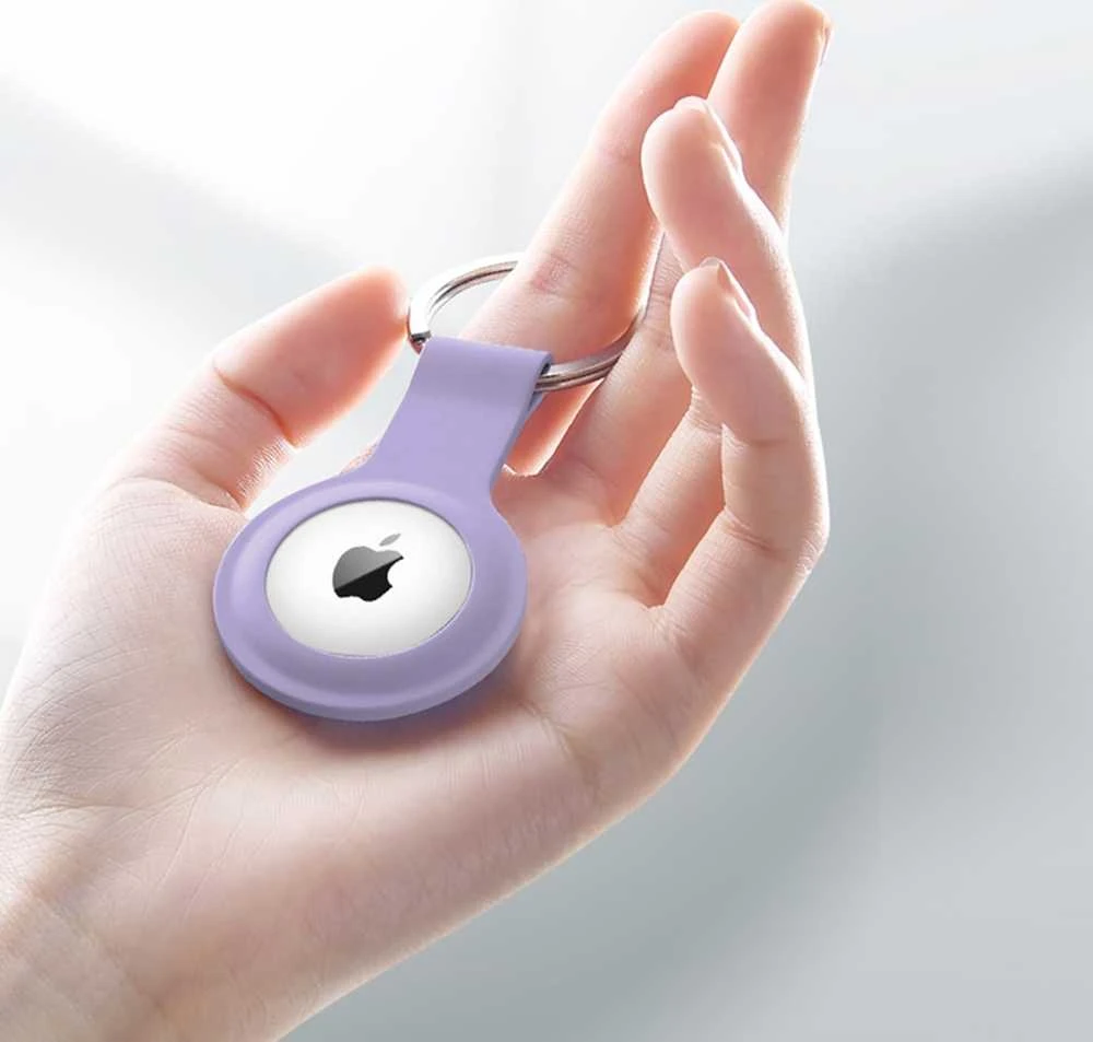 Crong Silikoninis dėklas with Key Ring - Protective case for Apple AirTag key ring Violetinė