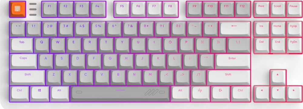 Klaviatūra žaidimams Dark Project ALU87B G3MS Moonstone su laidu mechaninė su pašvietimu pilka