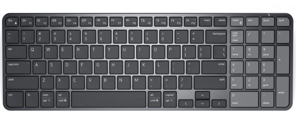 Dell Pro 7 įkraunama kompaktiška klaviatūra - KB746 - US International (QWERTY)