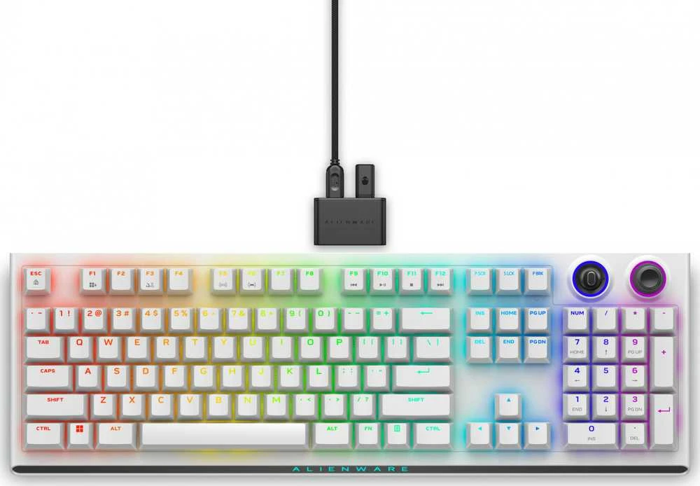 Dell | Alienware Tri-Mode AW920K | Belaidė klaviatūra žaidimams | Wireless | Bluetooth | RGB LED pašvietimas | Belaidė jungtis | US | CHERRY MX Raudona | Lunar Light