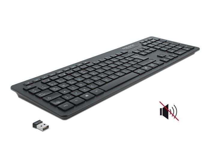 Klaviatūra Delock DELOCK USB klaviatūra 2,4 GHz belaidis juoda - cichy