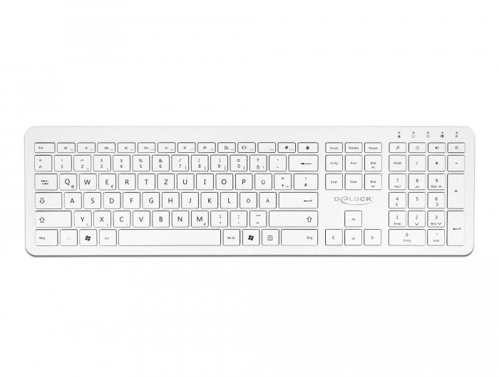 Delock USB klaviatūra 2,4 GHz belaidė balta (plokščia)