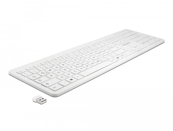 Delock USB klaviatūra 2,4 GHz belaidė balta (plokščia)
