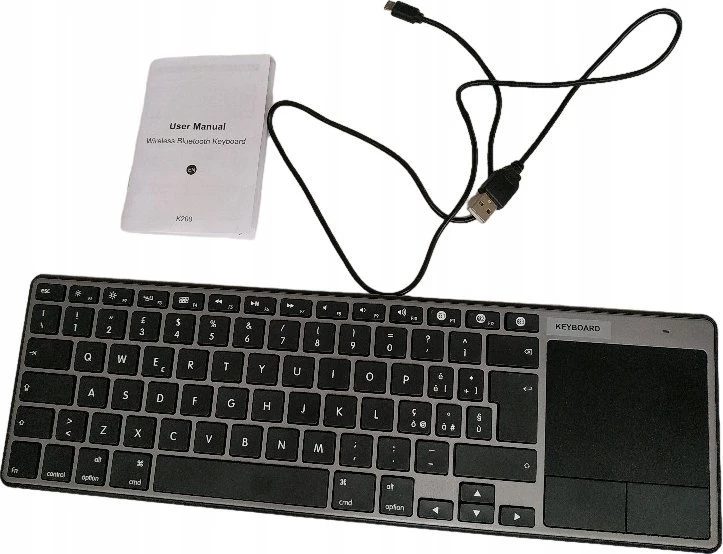 Belaidė mini klaviatūra su jutikliniu kilimėliu, šiaurietišku išdėstymu, USB nano imtuvu, juoda DELTACO / TB-504