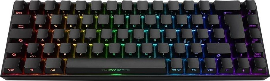 Bevielė 65% klaviatūra DELTACO GAMING DK440R priekiniai lazeriniai klavišai, RGB, Kailh Raudona, N klavišo apvertimas, JK išdėstymas, rožinė / RGB / GAM-100-UK