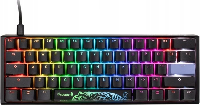 Ducky One 3 Classic Juodas/Baltas Mini žaidimų klaviatūra, RGB LED – MX-Raudona US išdėstymas
